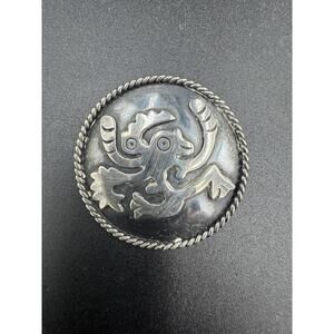 Vintage Taxco Sterling Silver Aztec Quetzalcoatl Mythical Serpent Brooch Pin Mex